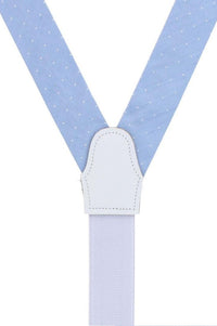 Churchill Chambray Polka Dot Linen and Silk Blend Formal End Braces in Light Blue by Trafalgar