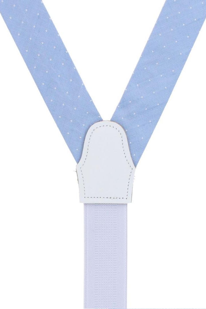 Churchill Chambray Polka Dot Linen and Silk Blend Formal End Braces in Light Blue by Trafalgar