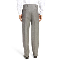 Stretch Wool Fancies Trouser in Black & White Plaid (Hampton Plain Front) by Berle