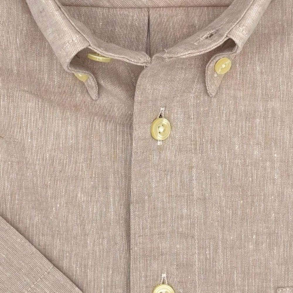 Linen and Cotton Short Sleeve Sport Shirt in Beige by Viyella