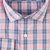 Bold Multi Plaid Italian Cotton Sport Shirt in Rose by Scott Barber