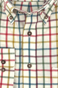 Bright Multi Tattersall Cotton and Wool Blend Button-Down Shirt by Viyella