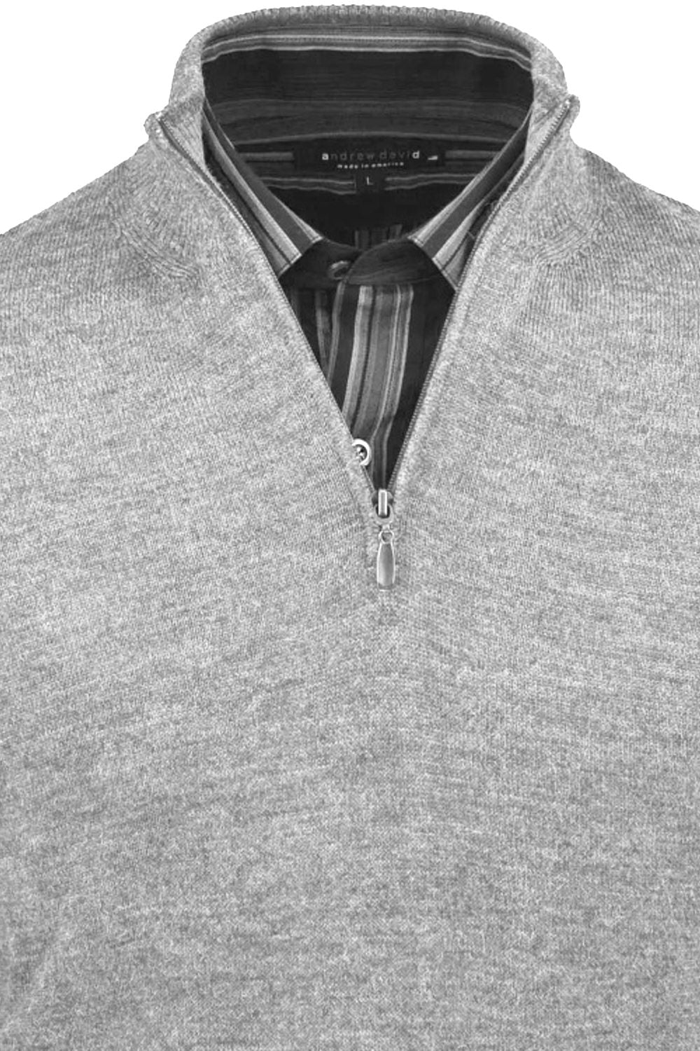 Royal Alpaca Half-Zip Mock Neck Sweater in Light Grey Heather by Peru Unlimited