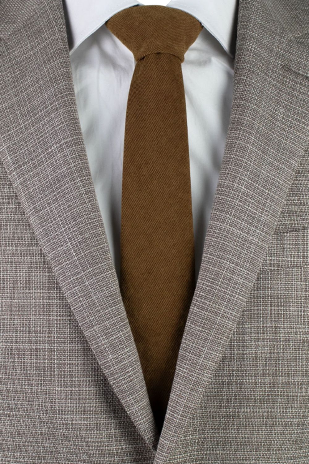 Micro Corduroy Necktie in Tan by Dibi Menswear