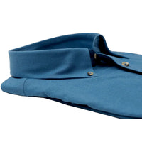 Solid Cotton and Wool Blend Button-Down Shirt in Imperial Blue (Size Large) by Viyella