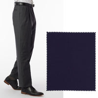 LONG FIT Super 120s Wool Gabardine Comfort-EZE Trouser in Mariner (Manchester Pleated Model) by Ballin