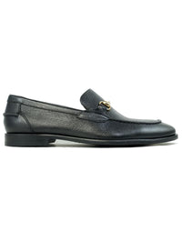 Miami Pebble Grain Leather Bit Loafer in Black by Alan Payne Footwear