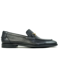 Miami Pebble Grain Leather Bit Loafer in Black by Alan Payne Footwear