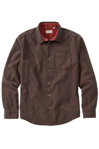 Double-Faced Honeycomb Brushed Cotton Long-Sleeve Sport Shirt in Brick by Borgo28