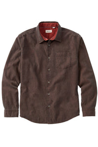 Double-Faced Honeycomb Brushed Cotton Long-Sleeve Sport Shirt in Brick by Borgo28