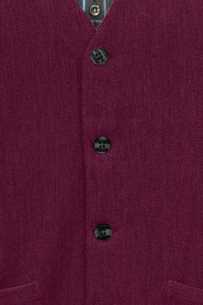 Baby Alpaca 'Links Stitch' V-Neck Cardigan Sweater in Raspberry by Peru Unlimited