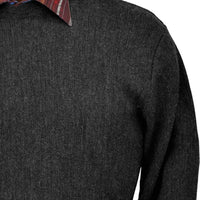 Baby Alpaca 'Links Stitch' Open Bottom Crew Neck Sweater in Charcoal Heather by Peru Unlimited