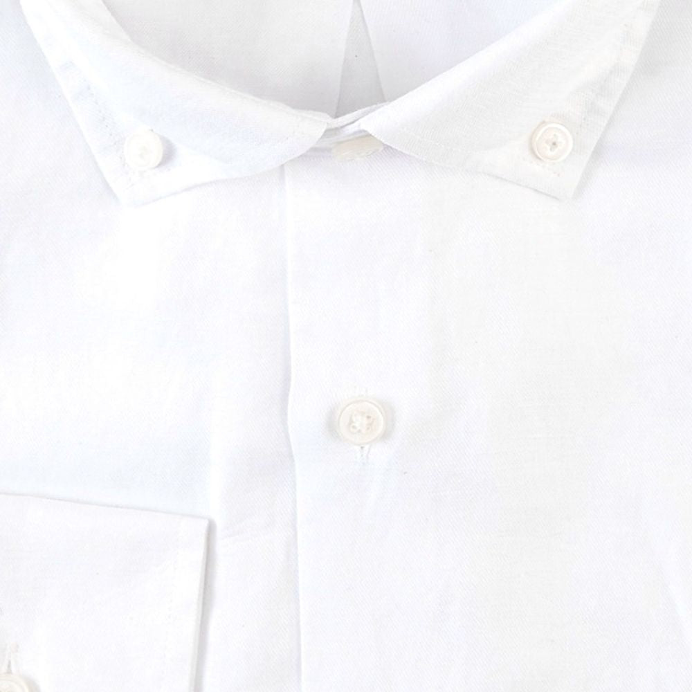 Linen/Tencel Solid Twill Sport Shirt in White by Scott Barber