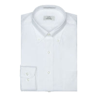 White Stretch Cotton Wrinkle-Free Pinpoint Oxford Cotton Dress Shirt with Button-Down Collar by Cooper & Stewart