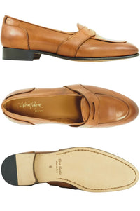 Prato Italian Calfskin Low-Vamp Penny Loafer in Cuoio by Alan Payne Footwear