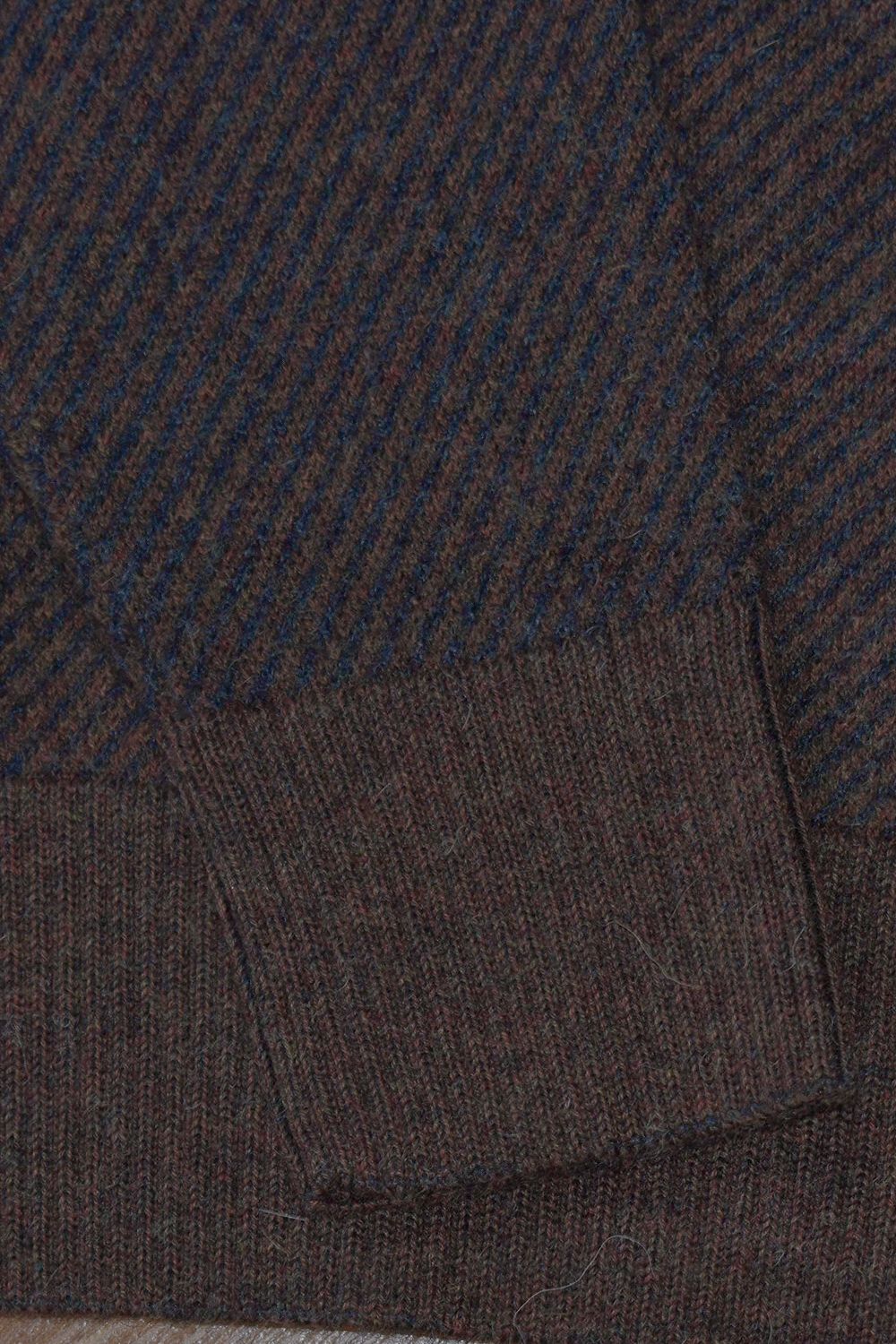 Royal Alpaca Diagonal Jacquard Half-Zip Lightweight Sweater in Chocolate and Midnight Heather by Peru Unlimited