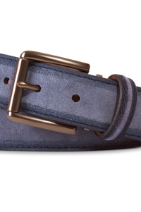 Italian Hand Burnished Suede Belt in Denim Blue by Brookes & Hyde