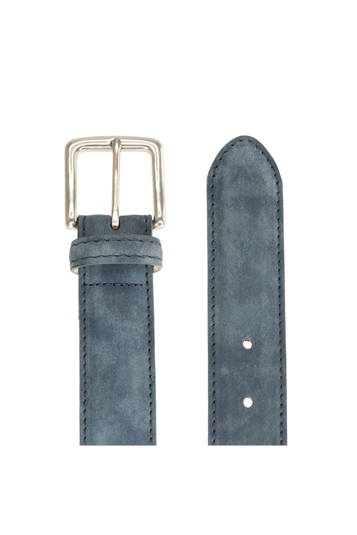 Colombia Washed Calfskin Leather Belt in Navy by T.B. Phelps