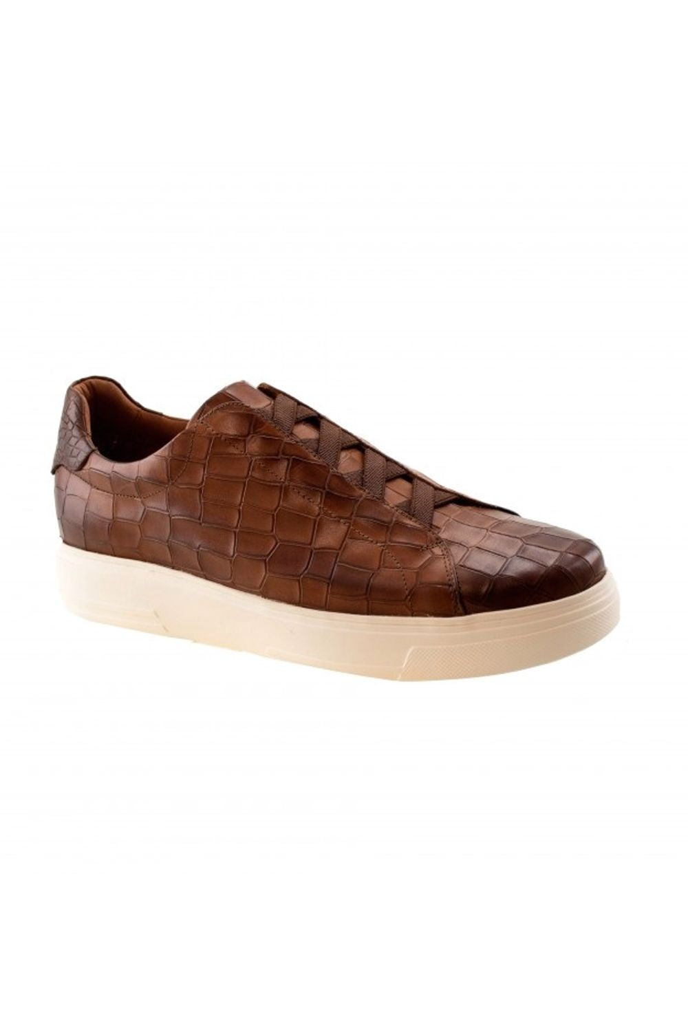 Tate Gator Embossed Calfskin Sneaker in Cognac by T.B. Phelps
