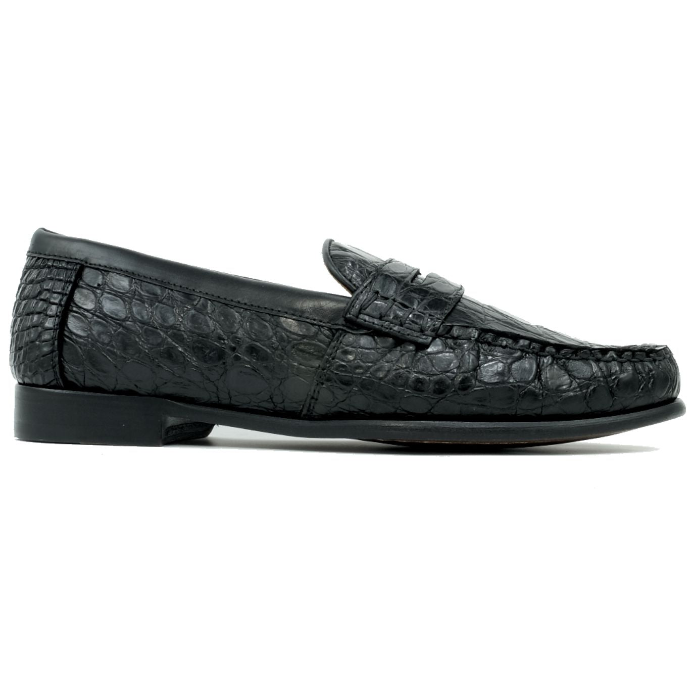 Franco II Genuine Crocodile Loafer in Black by Alan Payne Footwear