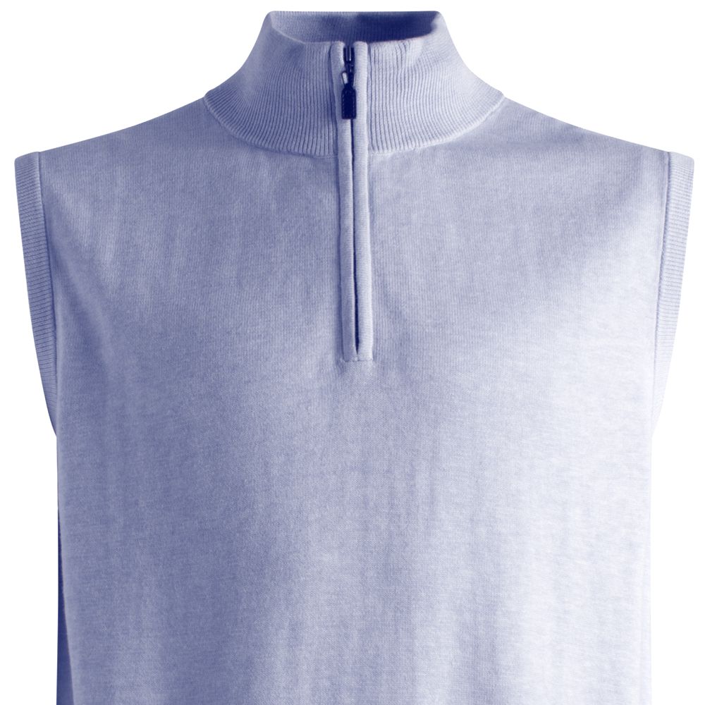 Cotton and Silk Blend Zip-Neck Sweater Vest in Blueberry by Viyella