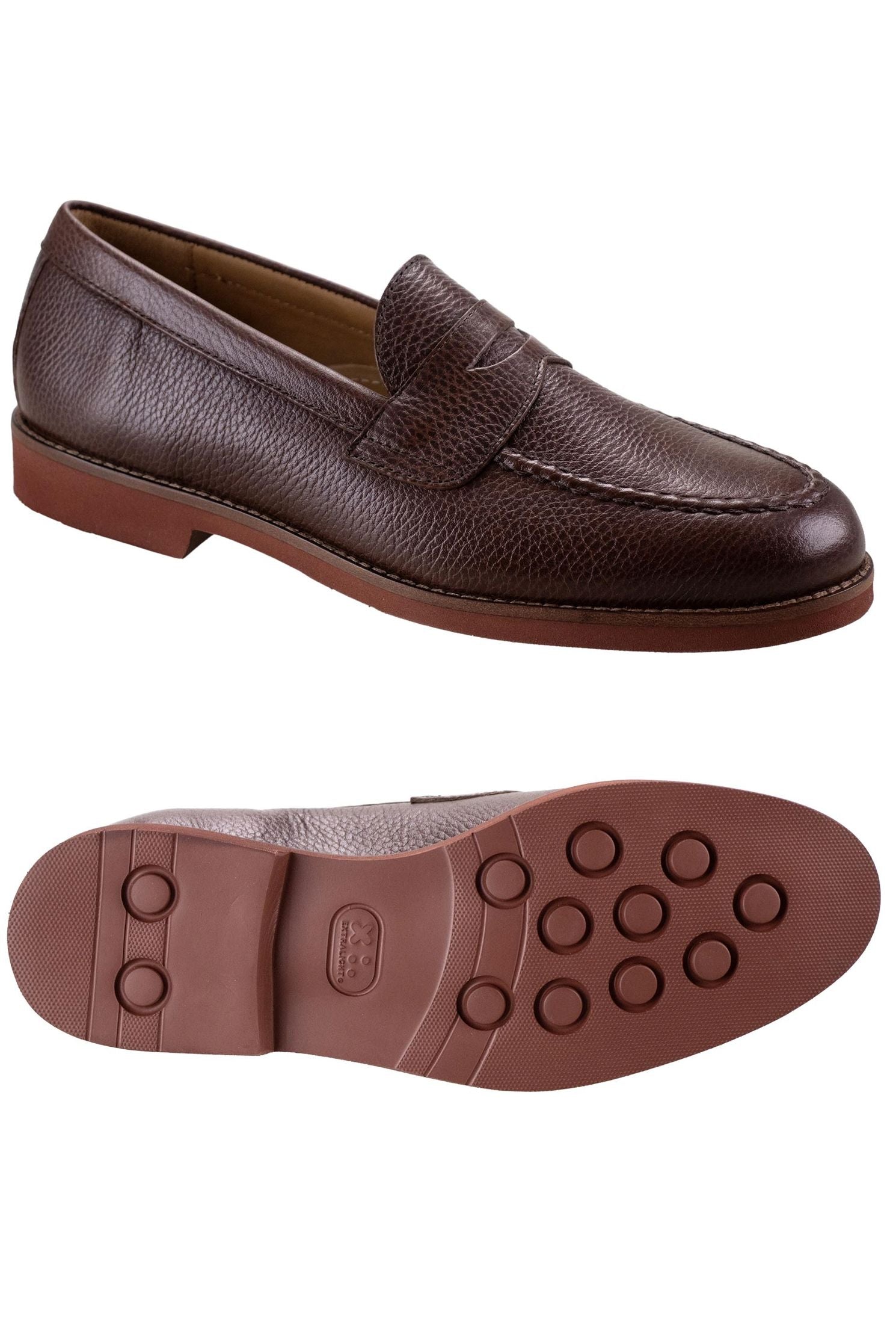 Grady Handsewn Penny Loafer in Dark Brown  Pebble Grain by T.B. Phelps
