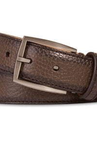 Italian Hand Burnished Scotch Grain Calfskin Belt in Grey by Brookes & Hyde