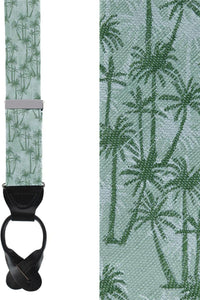 Palm Tree Linen and Silk Blend Button End Braces by Trafalgar