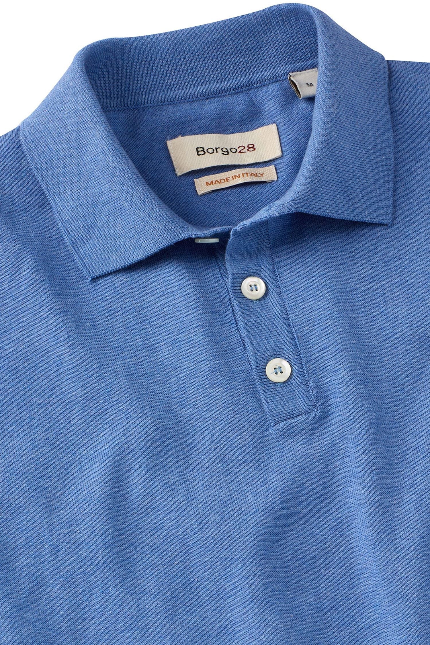 Classic Italian Fine-Gauge Organic Cotton Polo Sweater in Choice of Colors by Borgo28