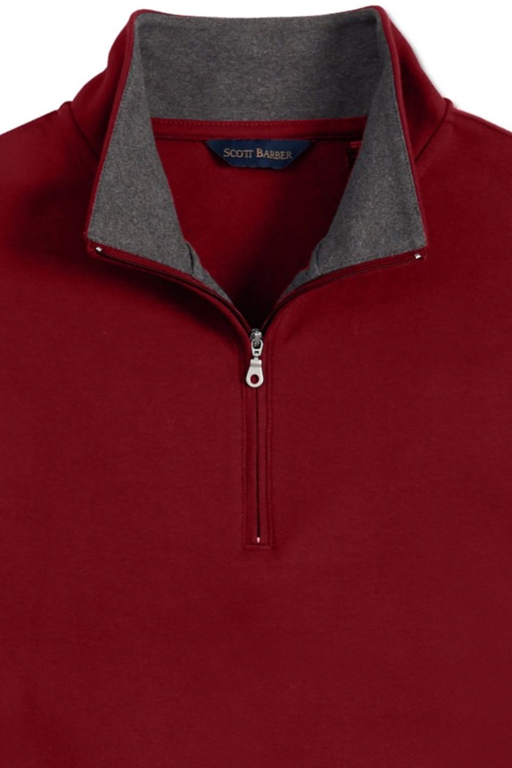 Pima Cotton Zip-Mock Sweatshirt in Burgundy by Scott Barber