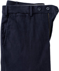 Supima Sateen Italian Luxury Flat Front Cotton Trouser in Dark Navy (Choice of Fits) by 6 East by Ballin