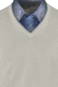 Royal Alpaca V-Neck Sweater in Light Grey Heather by Peru Unlimited