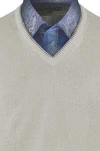 Royal Alpaca V-Neck Sweater in Light Grey Heather by Peru Unlimited