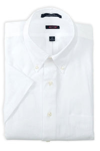 'Ryker' White Cotton Seersucker Short Sleeve Sport Shirt by Batton