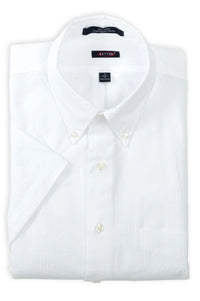'Ryker' White Cotton Seersucker Short Sleeve Sport Shirt by Batton