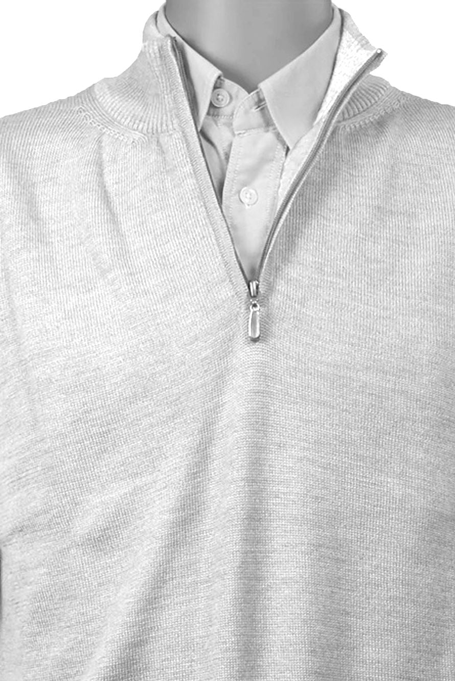 Royal Alpaca Half-Zip Mock Neck Sweater Vest in Light Grey Heather by Peru Unlimited