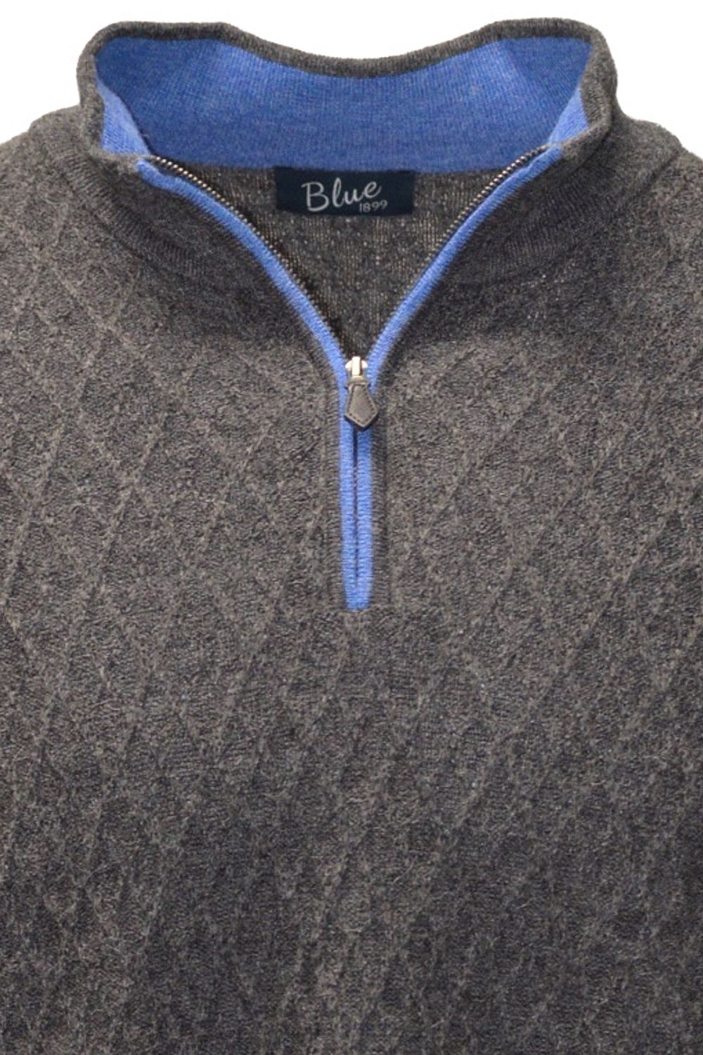 Baby Alpaca Diamond Texture Quarter-Zip Sweater in Dark Grey by Blue 1899