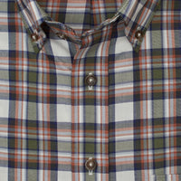 Sage, Rust, and Natural Plaid Cotton and Wool Blend Button-Down Shirt by Viyella