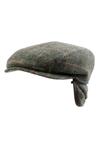 Ivy Slim Cap with Earflaps in Herringbone Overcheck Shetland (Choice of Colors) by Wigens