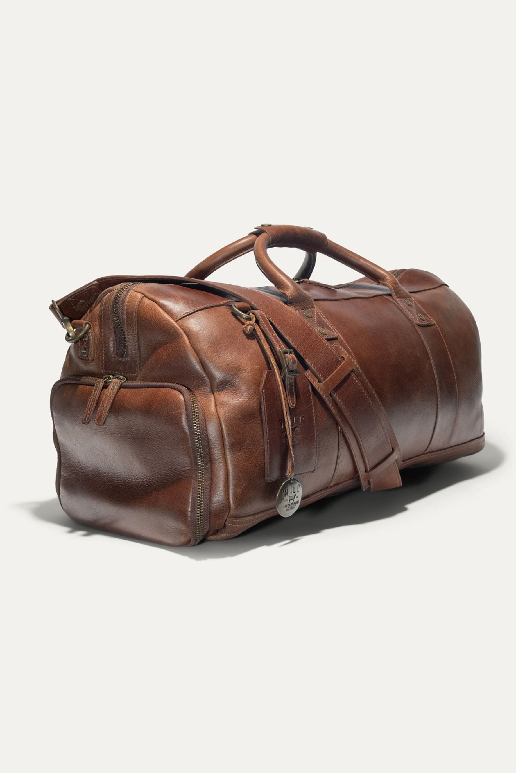 Atticus Leather Shoe Duffle in Cognac by Will Leather Goods