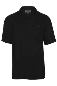 'Destination Paradise' Embroidered Seaplane Short Sleeve Resort Hawaiian Shirt in Black by Weekender