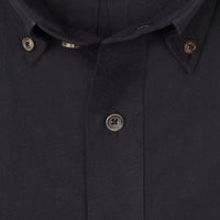 Solid Cotton and Wool Blend Button-Down Shirt in Black (Size Large) by Viyella