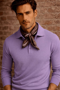 Pure Cashmere Polo Neck Sweater in Lavender by Milano Atelier