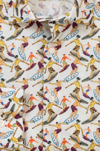 Surf Print Cotton Voile Long Sleeve Sport Shirt by Scott Barber