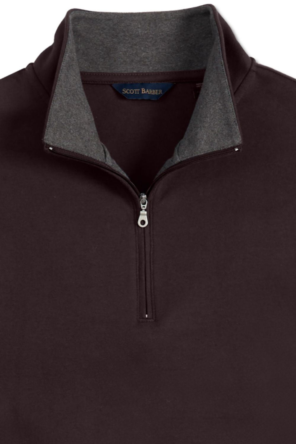 Pima Cotton Zip-Mock Sweatshirt in Dark Chocolate by Scott Barber