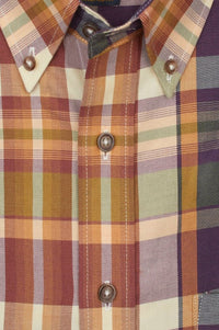 Sunburst Plaid Cotton and Wool Blend Button-Down Shirt by Viyella