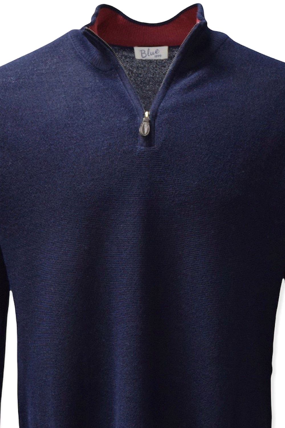 Baby Alpaca Links Knit Quarter-Zip Sweater in Navy by Blue 1899