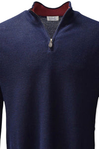 Baby Alpaca Links Knit Quarter-Zip Sweater in Navy by Blue 1899