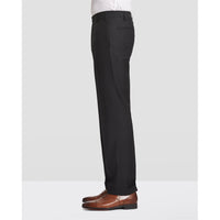Devon Flat Front Stretch Wool Trouser in Black (Modern Full Fit) by Zanella
