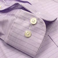 Lavender Grid Overlay Check Wrinkle-Free Cotton Dress Shirt with Button-Down Collar by Cooper & Stewart